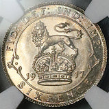 1917 NGC MS 66 George V 6 Pence Great Britain Gem Key Date Silver Coin (26051607C)