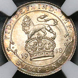1918 NGC MS 64 George V 6 Pence Great Britain WWI Sterling Silver Coin (26020701C)