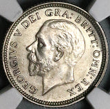 1926 NGC MS 65 6 Pence George V Great Britain Lion Silver Coin (23070802C)
