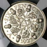 1927 NGC PF 66 George V 6 Pence Proof Great Britain Acorn Silver Coin (23050702D)