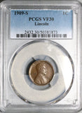 1909-S PCGS VF 30 Lincoln Wheat Cent San Francisco Penny USA Coin (25121608D)