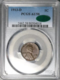 1913-D PCGS AU 58 CAC Lincoln Wheat Cent Denver Penny Coin (25121606D)