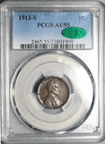 1913-S PCGS AU 55 CAC Lincoln Wheat Cent San Francisco Penny Coin (25121607D)
