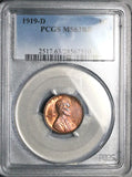 1919-D PCGS MS 63 RB Lincoln Wheat Cent Denver Penny Coin (25121605D)