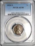 1924-D PCGS AU 58 Lincoln Wheat Cent Denver Penny Coin (25121501D)