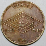 1916 Venice Savings Bank 50 Cents Token Gondola Canal CA Rare XF Coin (24090802R)
