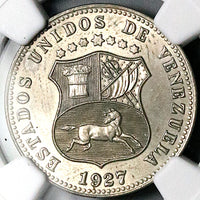 1927 NGC MS 64 Venezuela 12 1/2 12.5 Centimos Horse Mint State Coin (25060801C)