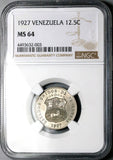 1927 NGC MS 64 Venezuela 12 1/2 12.5 Centimos Horse Mint State Coin (25060801C)