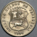 1936 Venezuela 12 1/2 Centimos AU Horse Coin (24072201R)