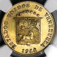 1944 NGC MS 64 Venezuela 12 1/2 12.5 Centimos Horse Mint State Coin (25061503C)