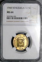 1944 NGC MS 64 Venezuela 12 1/2 12.5 Centimos Horse Mint State Coin (25061503C)