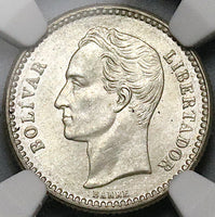 1929 NGC MS 64 Venezuela 1/2 Bolivar 50 Centimos Horse Silver Coin (25052902C)