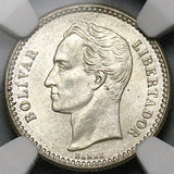 1929 NGC MS 64 Venezuela 1/2 Bolivar 50 Centimos Horse Silver Coin (25052902C)