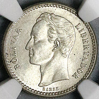 1929 NGC MS 64 Venezuela 1/2 Bolivar 50 Centimos Horse Silver Coin (25052902C)