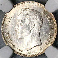 1894-A NGC MS 62 Venezuela 1/4 Bolivar 25 Centimos Horse Silver Coin (25052901C)