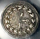 1829 PCGS XF 45 Venezuela 1/4  Real Gran Colombia Rare Silver Coin (26061901C)