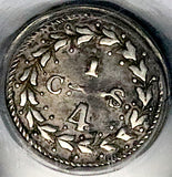 1829 PCGS XF 45 Venezuela 1/4  Real Gran Colombia Rare Silver Coin (26061901C)