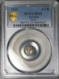1829 PCGS XF 45 Venezuela 1/4  Real Gran Colombia Rare Silver Coin (26061901C)