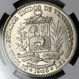 1945 NGC MS 66 Venezuela 2 Bolivares Horse Mint State Silver Coin Top POP 11/0 (26030301C)