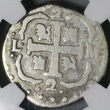 182 NGC VF Macuquina 2 Reales Venezuela Royalist Republican Rare Silver Coin (24061702D)