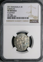471 NGC VF Macuquina 2 Reales Venezuela Royalist Republican Rare Coin (24111002D)