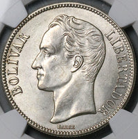 1936 NGC MS 61 Venezuela 5 Bolivares Silver 90% Mint State Crown Coin (24020603C)