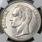 1936 NGC MS 61 Venezuela 5 Bolivares Silver 90% Mint State Crown Coin (24020603C)