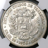 1936 NGC MS 61 Venezuela 5 Bolivares Silver 90% Mint State Crown Coin (24020603C)