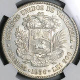 1936 NGC MS 61 Venezuela 5 Bolivares Silver 90% Mint State Crown Coin (24020603C)