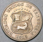 1915 Venezuela 5 Centimos VF Scarce Horse Philadelphia Mint Coin (25050201R)
