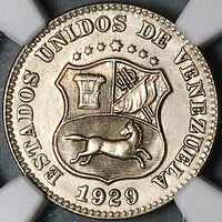 1929 NGC MS 64 Venezuela 5 Centimos Horse Mint State Coin (23080403C)