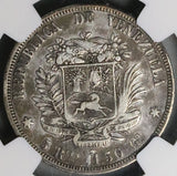 1858-A NGC VF 20 Venezuela 5 Reales Rare Paris Mint 1 Year Silver Coin (25102201C)