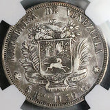 1858-A NGC VF 20 Venezuela 5 Reales Rare Paris Mint 1 Year Silver Coin (25102201C)