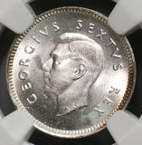 1948 NGC MS 65 SOUTH AFRICA Silver 3 pence Protea Flower Coin (17091607C)