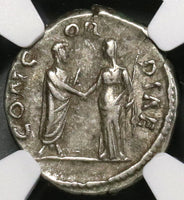 138 NGC XF Faustina Sr Roman Empire Denarius Antoninus Pius & Empress Standing (17082002CZ)
