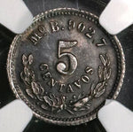 1874-Mo NGC AU 58 Mexico 5 Centavos Silver Coin POP 1/4 (18091808C)