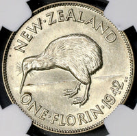 1942 1943 NGC AU 58 New Zealand Silver Florin Coins (18021901C)