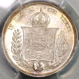 1858 PCGS MS 64 BRAZIL Silver 500 Reis Coin POP 3/2 (18092008C)