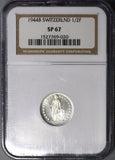 1944 NGC SP67 Switzerland 1/2 Franc Key Specimen Swiss Silver Coin (18091802C)