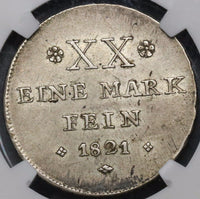 1821 NGC AU 53 Schaumburg Lippe 1/2 Taler German State Coin POP 1/4 (21082301C)