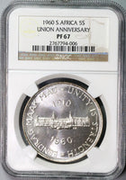 1960 NGC PF 67 South Africa Proof 5 shillings Crown Silver Coin 3360 Minted (18092009CZ)