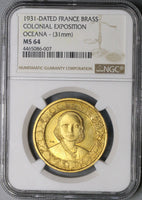1931 MS 64 France Colonial Paris Exposition OCEANA Medal 31mm (17090602D)