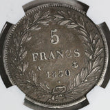 1830-A NGC VF 25 France Silver 5 Francs Scarce Raised Edge 417K Minted Louis Philippe I Coin (21091103C)