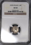 1829-B NGC AU 50 France Charles X Silver 1/4 Franc 32K Rouen Coin (210828704C)