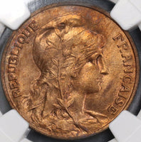 1907 NGC MS 64 RB FRANCE 10 Centimes Marianne Coin POP 2/5 (17120402C)