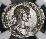 117 Hadrian NGC Ch XF Roman Empire Denarius Pax Superb Portrait (21082306C)