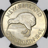 1942 1943 NGC AU 58 New Zealand Silver Florin Coins (18021901C)
