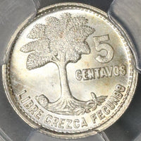 1956 PCGS MS67 Guatemala Silver 5 Centavos Choice BU Pop 5/0 (17032602C)