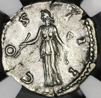 169 NGC AU Marcus Aurelius Denarius  Roman Empire Diana Huntress (18040703C)