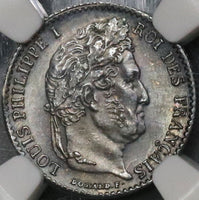 1833-A NGC MS 63 FRANCE Silver 1/4 Franc Louis Philippe Coin (17102103CZ)